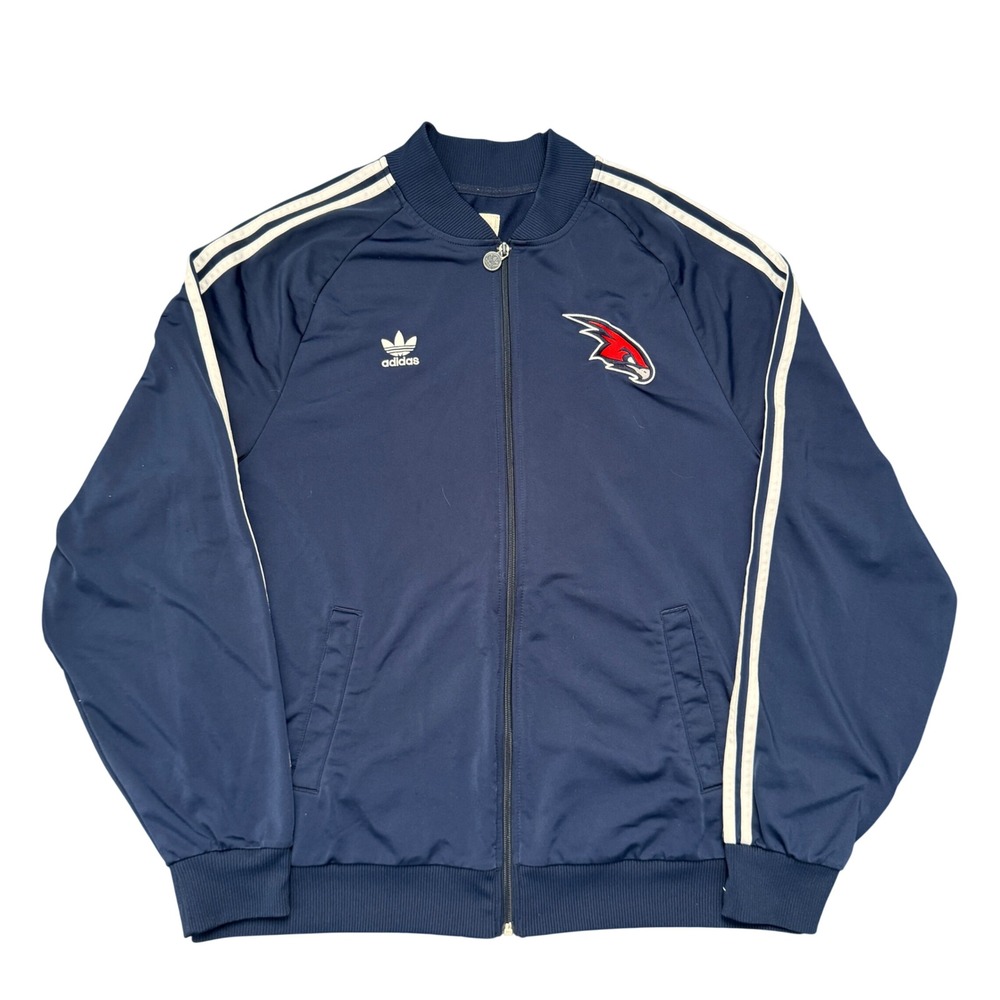Adidas Originals Mens 2XL Atlanta Hawks Navy Track Jacket Trefoil Full Zip